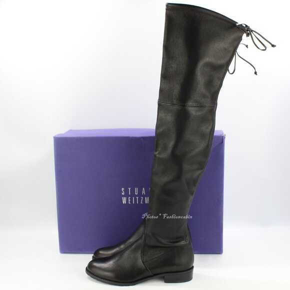 NEW Stuart Weitzman Lowland Over-the-Knee Boots-Black Leather – Small Feet - Picture 1 of 16